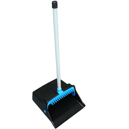 Impact Products LobbyMaster Plastic Dust Pan, 11.72 in. Wide, 31 in. PVC Handle, Blue/Black T0013-01